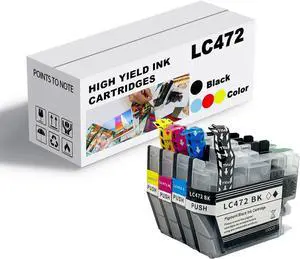 Ink Cartridge for Brother LC472BK LC472C LC472M LC472Y High Yield,Compatible J2340DW J3540DW J3940DW Printer Page Yield Up to 200 Pages Black,200 Pages Color Combo Pack