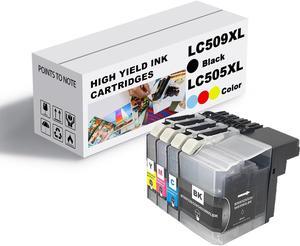 Ink Cartridge for Brother LC509XLBK LC505XLC LC505XLM LC505XLY Ink Cartridge Combo,High Yield Compatible for Brother J100 J105 J200 Printers Combo Pack