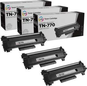 LD Products Compatible Toner Cartridge Replacements for Brother TN770 TN-770 TN760 TN-760 TN730 TN-730 Super High Yield XL (Black, 3pk) TN770 Toner for Brother Printer HL-L2370DW, MFC-L2730DW