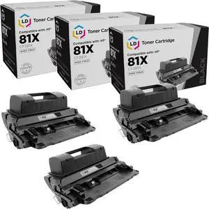LD Products Compatible Toner Cartridge Replacement for HP 81X CF281X High Yield Laserjet Enterprise Flow MFP M630z M604dn M604n M605dh M605dn M605n M605x M606dn M606 M630dn M630f M630h (Black, 3-Pack)