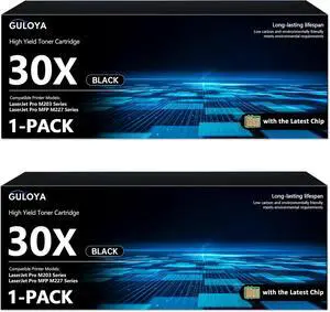 30X CF230X Black Toner Cartridge High Yield 2-Pack with Chip: 30X Toner Cartridge Replacement for HP30X CF230X Black Toner Works with Laser Pro M203dn M203dw Pro MFP M227fdn M227sdn M227fdw Printer