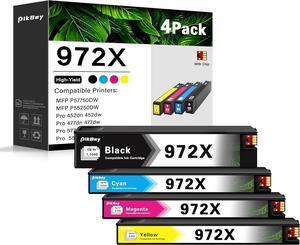 972X Ink Cartridges Color and Black High Yield Set (4-Pack): Compatible 972X Ink Cartridges Replacement for HP Pagewide MFP P57750DW Pro 452dn 452dw 552dw 477dw 577dw Printer
