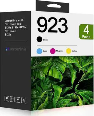 923 Ink Cartridges Combo Pack Replacement for 923 Ink Cartridges Work with for OfficeJet 8122e OfficeJet Pro 8135e 8138e 8139e Printer a Set of (1Black/1Cyan/1Yellow/1Magenta)
