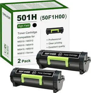 Ennovor 501H (50F1H00) High Yield Black Toner Cartridge 2-Pack Replacement for Lexmark MS310 MS310dn MS312 MS312dn MS315 MS315dn MS410 MS410dn MS415 MS415dn MS510 MS510dn MS610 MS610dn Printer