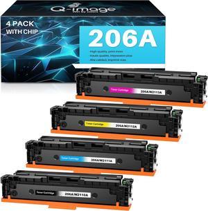 206A Toner Cartridges 4 Pack with Chip Replacement  Set 206A 206X Use with Color Pro MFP M283fdw M283cdw Pro M255dw M255nw Printer High Yield Toner Ink (B/C/M/Y)