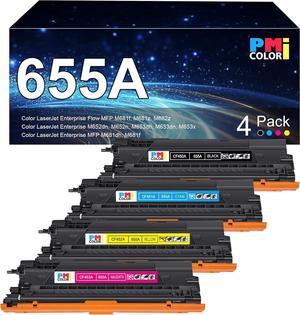 655A Black Cyan Magenta Yellow Toner Cartridge (4-Pack) Replacement  655A CF450A  Color Laser Enterprise M652, M653, Color Laser Enterprise MFP M681, M682 Series