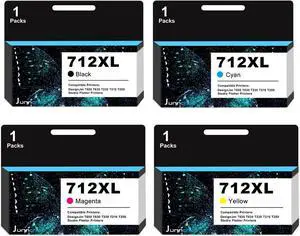 712 Ink Cartridge Replacement for 712 XL 712XL 3ED71A 3ED69A 3ED68A 3ED67A Ink Cartridge for DesignJet T650 T630 T230 T250 T210 Printer | 4 Pack, Black Cyan Magenta Yellow