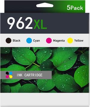 962XL 962 XL Ink Cartridges Combo Pack (5-Pack, 2Black/1Cyan/1Magenta/1Yellow) Replacement  962XL Black and Color Ink Cartridges OfficeJet Pro 9010 9012 9015 9015e 9018 9020 9025 9025e Printer