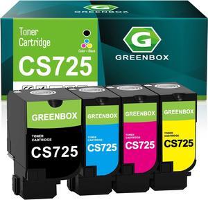 GREENBOX Compatible CS720 CS725 CX725 Toner 74C10K0 74C10C0 74C10Y0 74C10M0 Toner Cartridge Compatible for Lexmark CS720de CS720dte CS725de CS725dte CX725de CX725dte Printer