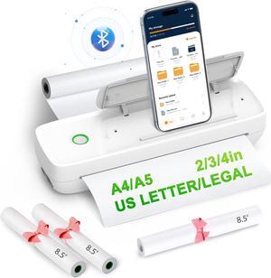Portable Printer Wireless for Travel, Bluetooth Thermal Printer Support 8.5" X 11" US Letter & Legal,Inkless Moblie Printer Compatible with iOS, Android, Laptop for Travel, Office, Home, School