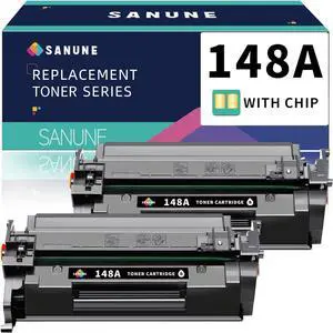 Ennovor 148A Black Toner Cartridge (with Chip) Replacement for HP 148A 148X W1480A W1480X Toner Cartridges for HP 4001dw 4001dn 4001n 4101fdw 4101dw 4101fdn Printer Ink (2 Pack)