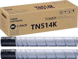Ennovor TN514K (A9E8130) TN-514 TN514 K Toner Cartridge Compatible Replacement for Konica Minolta Bizhub C458 C558 C658 Printer (28,000 Pages High Yield 2 Pack Black)