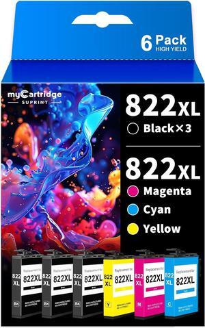 myCartridge SUPRINT Remanufactured Ink Cartridge Replacement for Epson 822XL Ink Cartridges Workforce Pro WF-4820 WF-4830 WF-3820 WF-3823 WF-4833 WF-4834 Printer 6 Pack 822