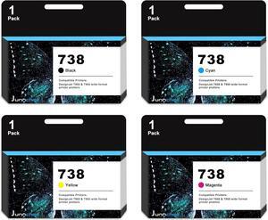 738 DesignJet Ink Cartridge 300ml Black Cyan Yellow Magenta Replacement for DesignJet T850 T950 Printer | 498N8A 676M6A 676M7A 676M8A, 4-Pack