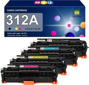 312A Toner Cartridges 4 Pack (with Chip) Replacement for 312A Toner Cartridge Color Laserjet Pro MFP M476 Series M476dn M476dw M476nw Printer (Black, Cyan, Magenta, Yellow)