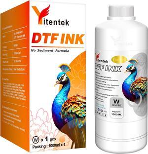 DTF Ink 1000ML - No Sediment White DTF Transfer Ink for PET Film, Refill for Epson DTF Printers L1800 XP-15000 ET-8550 R2400 L805 R1390 i1600 i3200 4720 DX5 DX7 5113 (1000ML x 1, White)