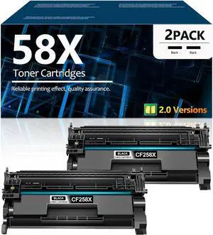 Ennovor High Yield 58X CF258X Toner Cartridge Black Replacement for HP 58X CF258X 58A CF258A Laser Enterprise M406dn, Laser Pro M404 Series, Pro MFP M428 Series Printer 2 Pack (with Chip)