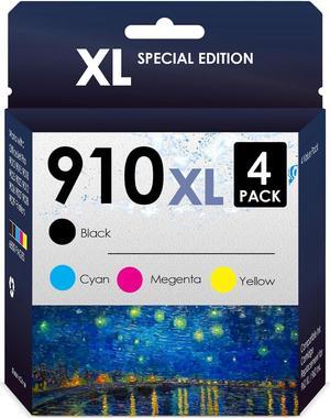 5-Star Compatible Replacement  910XL. Works with OfficeJet Pro8025 8035 8022 8020 8028 8025e 8035e Printers. 4 Pack (Black, Cyan, Magenta, Yellow)