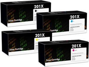 201X 201A Toner Cartridges 4 Pack High Yield Compatible for CF400X CF401X CF402X CF403X Toner for Color Laser Pro MFP M277dw M277n M277c6 M277 M252dw M252n Printer Ink ( Black Cyan Magenta Yellow )