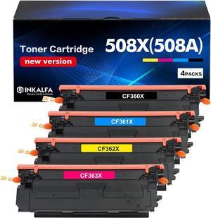 508X 508A M553 Toner Cartridge Set 4-Pack: 508X Toner High Yield Replacement  508X 508A CF360X CF361X CF362X CF363X  Enterprise M553 M553dn M577 M553X M553N Printer (New Version-BK/C/Y/M)