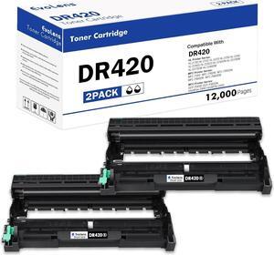 DR420 High Yield Drum Unit Compatible DR-420 DR 420 Replacement for Brother HL-2130 MFC-7240 DCP-7060D IntelliFax-2840 Printer (Black, 2-Pack)