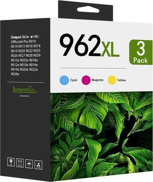 962XL Ink Cartridges Combo Pack (3-Pack, Cyan/Magenta/Yellow) LOMENTI- Compatible 962XL 962 Ink Cartridges Replacement  OfficeJet 9010 9014 9015 9016 9018 9019 9020 9022 9025 Printer