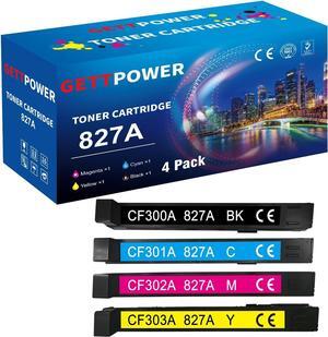 4 Pack 827A CF300A CF301A CF302A CF303A Toner, Remanufactured M880 Toner Cartridge Replacement  Color LaserJet Enterprise flow MFP M880, M880z, M880z+