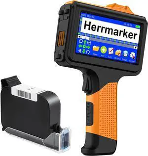 Handheld Inkjet Printer, Portable Handheld Printer with 42ml Quick-Drying Ink Cartridge, Handheld Inkjet Printer Gun with 4.3" Touch Screen for Text QRCode/Barcode/Batch Number/Label/Image.