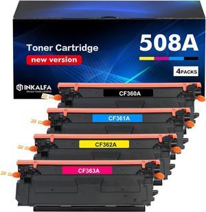 M553 508A Toner Cartridge Set 4-Pack: 508X Toner Compatible Replacement  508A 508X CF360A CF361A CF362A CF363A  Enterprise M553 M553dn M577 M553X M553N Printer Ink (New Version-BK/C/Y/M)