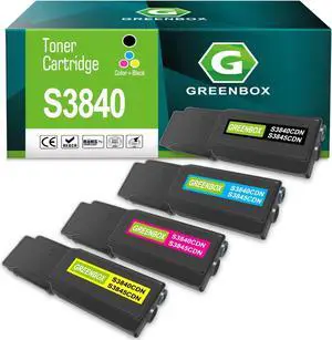 GREENBOX Compatible S3840 Toner Cartridge Replacement for Dell S3840 S3840CDN S3845 S3845CDN for 593-BCBC 1KTWP 593-BCBF G7P4G 593-BCBE C6DN5 593-BCBD XMHGR Printer (4 Pack, High Yield 11,000 Pages)