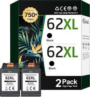 62XL Ink Cartridges Black Replacement  Ink 62 HP 62XL Black Works with HP Envy 5540 5549 5640 5660 7640 7645 OfficeJet Mobile 250 200 OfficeJet 5740 5741 8040 Printer (2 Pack)