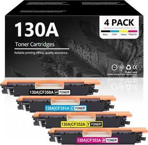 130A Toner Cartridges 4Pack (Black/Cyan/Magenta/Yellow) - EAXIU Remanufactured Compatible 130A CF350A CF351A CF352A CF353A Replacement  Color Pro CP1025 Pro MFP M175a Pro M275 MFP Printer