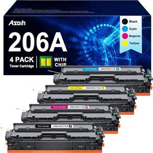 206A Toner Cartridges hp Set (with CHIP) Compatible  206a Toner Cartridges 4 Pack HP 206X, Work with HP Color Laserjet MFP M283fdw, HP MFP m283cdw M255 M255dw M283 W2110A, 4 Pack