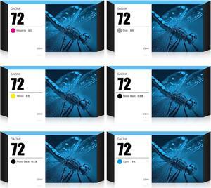 72 Ink Cartridges Latest Upgrade Replacement for 72 C9403A C9370A C9371A C9372A C9373A C9374A, Compatible with HP DesignJet T610 T620 T770 T790 T795 T1100 T1120 T1200 T1300 T2300 (130ml, 6 Pack)