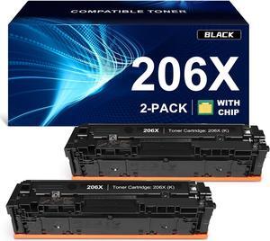 206X W2110X Toner Cartridge High Yield Black (with chip) Compatible Replacement  206X 206A Laserjet Pro M255dw M255nw MFP M283fdw M283fdn M283cdw M282nw M255 M283 M282 Printer Toner (2-Pack)