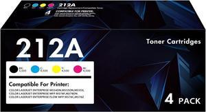 212A Toner Cartridges 4 Pack: (with Chip) Compatible  212A 212X W2120A W2120X Toner Work  Color Enterprise M555dn M554dn M555x M554 M555 MFP M578 Series Printer Ink (New Version-BK/C/Y/M)
