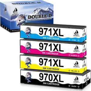 DOUBLE D Compatible Replacement  970XL 971XL 970 971 Ink Cartridges (Upgraded Chip), Work  Officejet Pro X576dw X476dw X476nw X551dw X451dw X451dn (1B, 1C, 1M, 1Y) 4 Pack