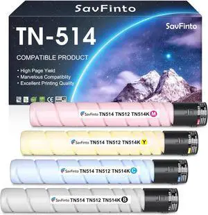 Ennovor TN514 TN-514 TN-324 Toner Cartridges Replacement for Konica Minolta Bizhub C258 C308 C368 C454 C458 C554 C558 C658 258E 308E 368E 454E 458E 554E 558E 658E Printer (BCMY, 4-Pack)