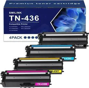 Ennovor TN436 TN-436 Toner Cartridge 4 Pack Compatible Replacement for TN436 Toner Cartridge Set TN 436 HLL8360Cdw HLL8360Cdwt HLL9310Cdw MFCL8900Cdw MFCLL9570 Printer (Black Cyan Magenta Yellow)