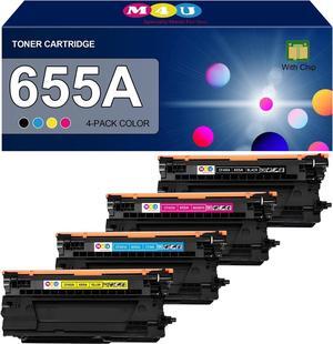 655A Toner Cartridge 4 Pack(with Chip) Compatible with HP 655A for Color Enterprise M652n M652dn M653dn M653x M653dh MFP M681dh M681f M682z(Black Cyan Yellow Magenta)