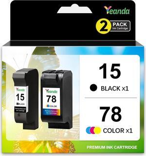 15 78 Ink Cartridge Combo Pack Replacement for HP Ink 15 Black 78 Color Cartridge High-Yield C6615DN C6578AN C6578DN for HP Deskjet 812c PSC 750 Officejet V40 G85 Ink(2 Pack)