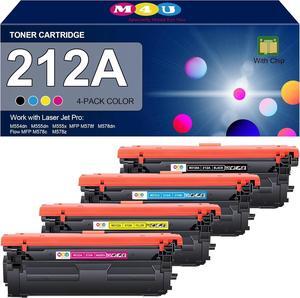 212A Toner Cartridges 4 Pack (with Upgraded Chip) Replacement  212A 212X for Color Enterprise M554 M555 Color Enterprise MFP M578 Series Printer (Black Cyan Yellow Magenta)