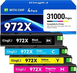 972X Ink Cartridges High Yield 4-Pack Replacement  972 972A 972X Ink Use with Color PageWide Pro MFP 477dw 477dn 577dw 377dn 377dw 452dw 452dn 577z 552dw Managed P55250dw P57750dw Printer Black