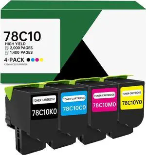 Ennovor 78C10 78C10K0 78C10C0 78C10M0 78C10Y0 Black Cyan Magenta Yellow Toner Cartridge Compatible with Lexmark CS421 CS521 CS622 CX421 CX522 CX622 CX625 Printer( 2,000 Pages, 4-Pack)