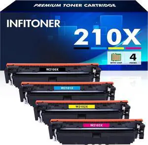 210X Toner Cartridges with Chip: 210A High Yield Compatible  210X Toner Cartridges Work  Color MFP 4301fdw 4301fdn Pro 4201dw 4201dn Series Printer W2100X Ink (Black Cyan Yellow Magenta)