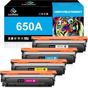LeciRoba 650A CE270A CE271A CE272A CE273A Toner Cartridge Replacement  Laserjet Enterprise CP5525 CP5525 CP5525dn CP5525n CP5525xh M750 M750dn M750n M750xh Printer (4-Pack)