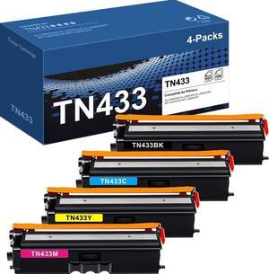 TN-433 TN433 Toner TN431 Compatible for Brother TN-433BK TN-433C TN-433M TN-433Y Cartridges MFC-L8900Cdw HL-L8260CDW HL-L8360CDW MFC-L8610CDW HL-L8360CDWT Printer4-Pack, Black Cyan Magenta Yellow
