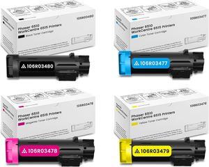 6510 Toner Cartridge 4-Pack (Black, Cyan, Magenta, Yellow) Replacement for Xerox 106R03480 106R03477 106R03478 106R03479 Toner Cartridge for Phaser 6510 WorkCentre 6515 Printer Ink