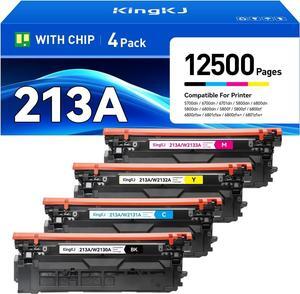 213A Toner Cartridge 4 Pack with Chip Compatible  W2130A 213X W2130X with Color Laserjet Enterprise MFP 5700dn 5800dn 6700 6701dn 6801dn MFP 5800zf 6800zfsw 6800zfw+ 6801zfw+ All in one Printer