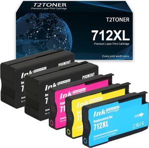 712XL Ink Cartridges 5-Pack Remanufactured 712 Ink Cartridge 80ml Replacement for DesignJet T650 T630 T250 T230 T210 Studio Plotter Printer(2X Black,1x Cyan,1x Magenta,1x Yellow)
